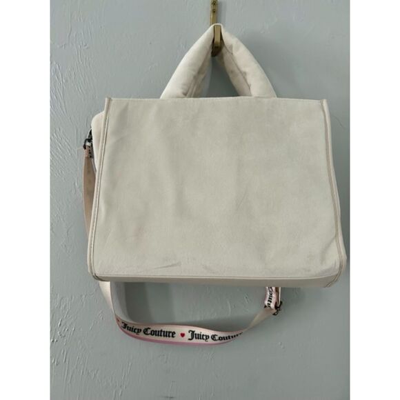 Juicy Couture Angel Extra Spender Tote Fuzzy Velour Big Tote Bag - Cream NEW $99 - Picture 2 of 6